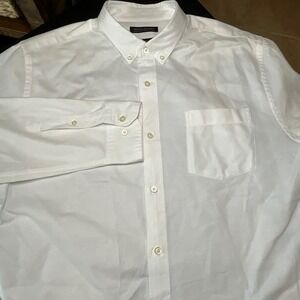 Banana Republic Camden Fit Mens White Cotton Stretch Button Down Shirt Sz L